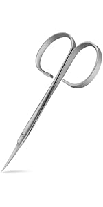 CGBE Cuticle Scissors Extra Fine Curved Blade, Super Slim Manicure Scissors for Cuticles Professional Small Scissors with Precise Pointed Tip Grooming Blades, Eyebrow, Eyelash, and Dry Skin - Silvery