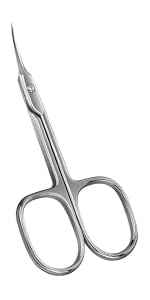 CGBE Cuticle Scissors Extra Fine Curved Blade, Super Slim Manicure Scissors for Cuticles Professional Small Scissors with Precise Pointed Tip Grooming Blades, Eyebrow, Eyelash, and Dry Skin - Silvery