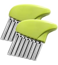 Crinkle Cutter Stainless Steel Potato Slicer Heavy Duty Wavy Crinkle Cutting Chopping Tools with Wooden Handle for Carrot Veggies (1, Black)