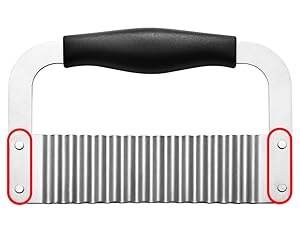 Crinkle Cutter Stainless Steel Potato Slicer Heavy Duty Wavy Crinkle Cutting Chopping Tools with Wooden Handle for Carrot Veggies (1, Black)