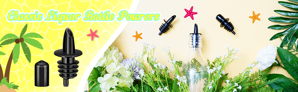 30 Pcs Bottle Pourers Syrup Pour Spouts Including Snow Cone Syrup Alcohol Liquor Bottle Pourers and Rubber Dust Cap Covers Dispenser Accessories