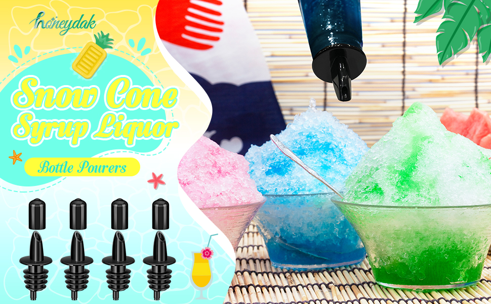 30 Pcs Bottle Pourers Syrup Pour Spouts Including Snow Cone Syrup Alcohol Liquor Bottle Pourers and Rubber Dust Cap Covers Dispenser Accessories