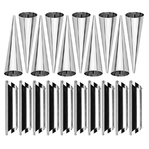RoseFlower 30pcs Non-Stick Cream Horn Cones Tubes Stainless Steel Conical Croissant Pastry Baking Moulds Set, Cannoli Form Roll Mold Corner Shaper for Christmas Anniversary and Daily Use #1