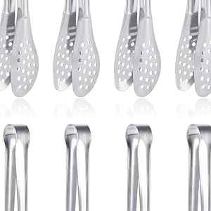 6 Pack Buffet Tongs,Stainless Steel Serving Tongs Serving Utensils 7Inch