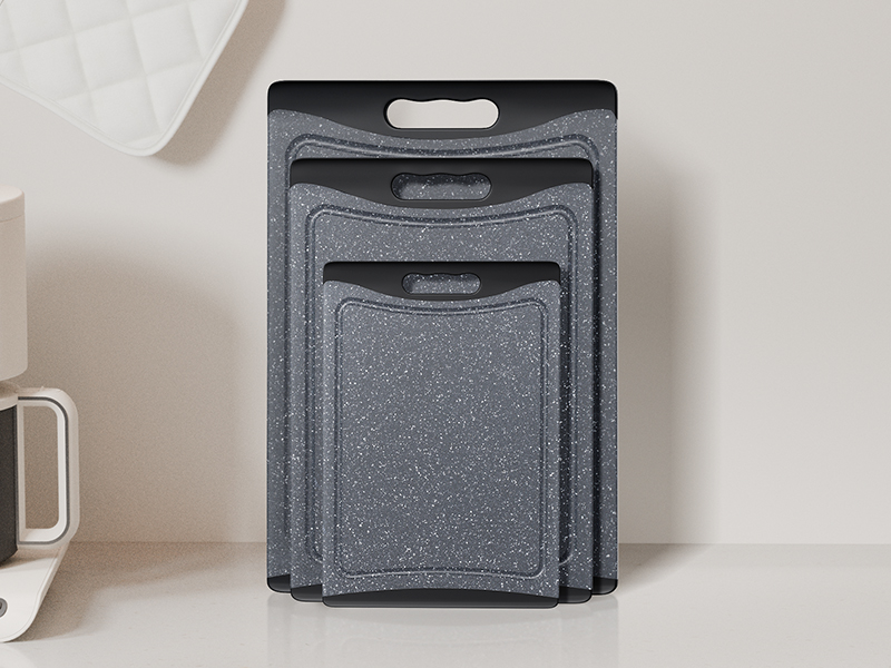 Extra Large Cutting Boards, Plastic Cutting Boards for Kitchen (Set of 3) Cutting Board Set Dishwasher Chopping Board with Juice Grooves Easy-Grip Handles, Dark Grey, Empune