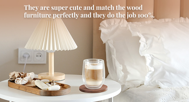 Wooden Coasters for Drinks-Natural Acacia Wood Drink Coaster with Magnetic for Coffee Table,Fun Cute Coasters with Holder for Modern Home Decor-Set of 5