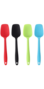 Silicone Spatula Set, Rubber Spoon Spatula for Baking, Heat Resistant Cooking Utensil, Flexible Silicone Spoon Baking Mixing Tool Cooking Gadget (4-Piece)