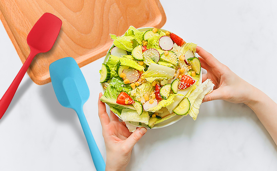 Silicone Spatula Set, Rubber Spoon Spatula for Baking, Heat Resistant Cooking Utensil, Flexible Silicone Spoon Baking Mixing Tool Cooking Gadget (4-Piece)