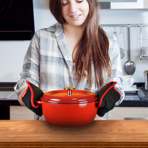 Hot Pads for Kitchen, Potholders for Kitchen Heat Resistant, Heavy Duty Pot Holders with Pockets Non Slip, Pure Cotton and Terrycloth Lining Pot Holders Set of 2, Black