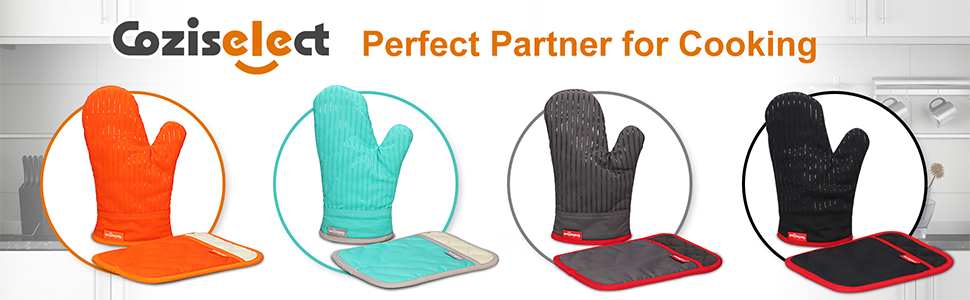 Hot Pads for Kitchen, Potholders for Kitchen Heat Resistant, Heavy Duty Pot Holders with Pockets Non Slip, Pure Cotton and Terrycloth Lining Pot Holders Set of 2, Black