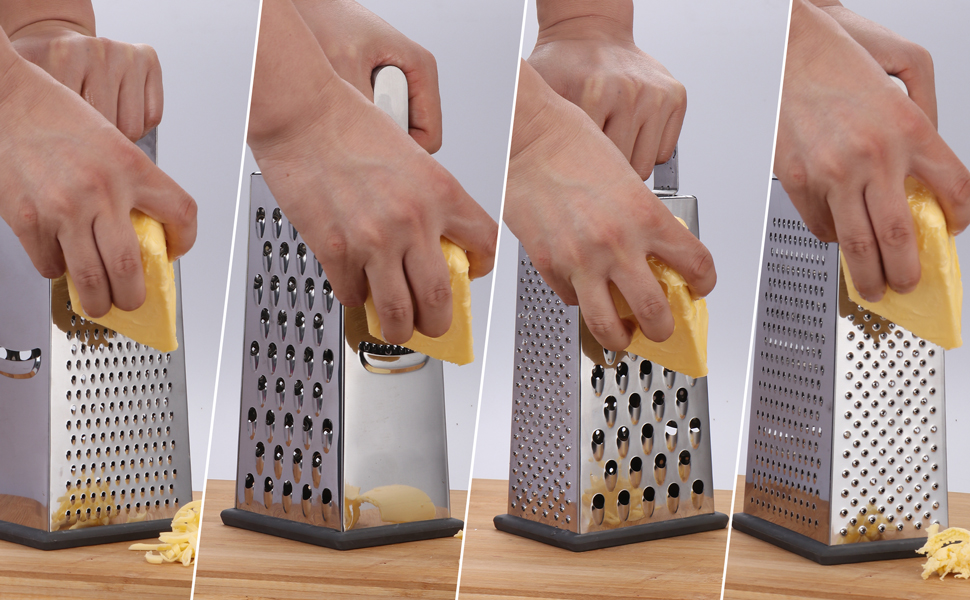 Kaishun Cheese Grater, Box Grater for Cheese Stainless steel Vegetable Slicer Food Shredder 4-sided Convenience for kitchen