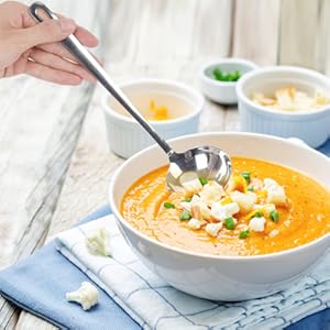 304 Stainless Steel Flatware Serving Utensils, Skimmer Slotted Spoon and Soup Ladle,Serving Utensil Set,[Rustproof, Heat Resistance,]Dishwasher Safe (Skimmer Slotted Spoon and Soup Ladle)