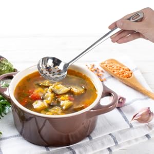 304 Stainless Steel Flatware Serving Utensils, Skimmer Slotted Spoon and Soup Ladle,Serving Utensil Set,[Rustproof, Heat Resistance,]Dishwasher Safe (Skimmer Slotted Spoon and Soup Ladle)
