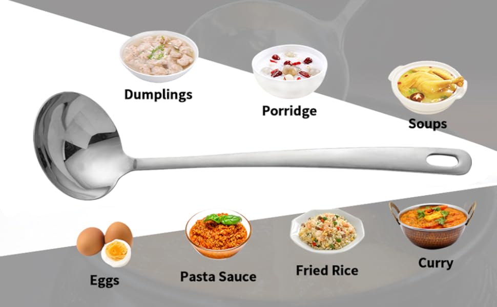 304 Stainless Steel Flatware Serving Utensils, Skimmer Slotted Spoon and Soup Ladle,Serving Utensil Set,[Rustproof, Heat Resistance,]Dishwasher Safe (Skimmer Slotted Spoon and Soup Ladle)