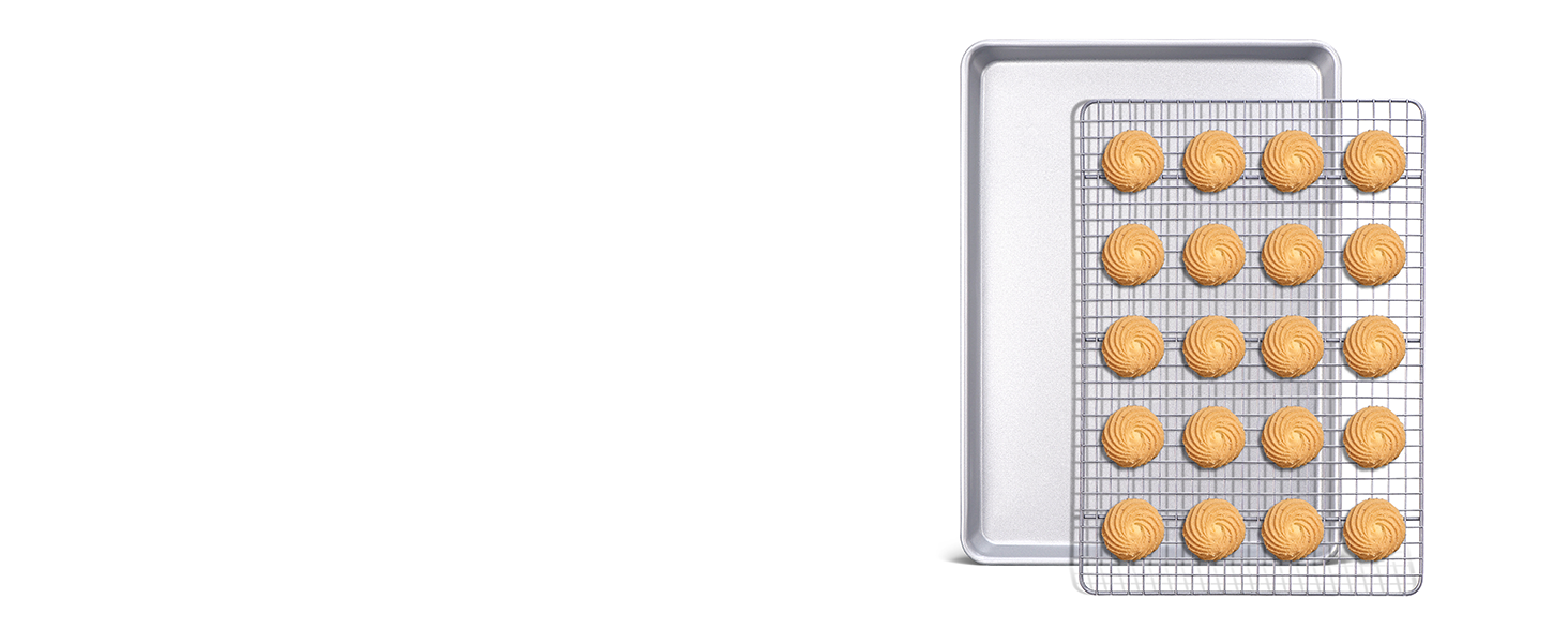 HONGBAKE 2 Pieces Large Flat Cookie Sheet No Edges, Nonstick Insulated Baking Pan, Commercial Oven Trays for Cooking, 16