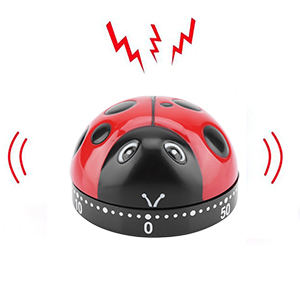 Ladybug Kitchen Timers, Cute Cooking Timer Baking Clock 60 Minute Mechanical Manual Clockwork Alarm No Battery Required for Classroom Bathroom Reading Sports Baking Gifts Game Exercise Office