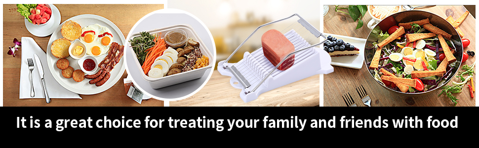 2 Pack Luncheon Meat Slicer, Egg Slicers,Strawberry Slicer,Stainless Steel Wire, Cuts 10 Slices for Eggs, Hams, Avocados, Bananas, Onions, Soft Food and Fruits (White)