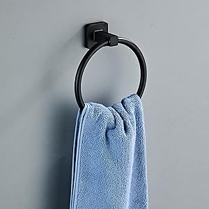 Matte Black Bathroom Hardware Set 4 Pieces,Bathroom Accessories Set Stainless Steel Wall Mounted, Hand Towel Bar, Towel Ring, Robe Towel Hooks,Toilet Paper Holder,Towel Bar Set, 23.6 Inch