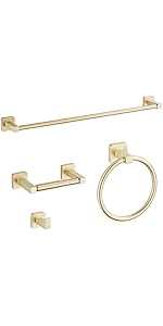 Matte Black Bathroom Hardware Set 4 Pieces,Bathroom Accessories Set Stainless Steel Wall Mounted, Hand Towel Bar, Towel Ring, Robe Towel Hooks,Toilet Paper Holder,Towel Bar Set, 23.6 Inch