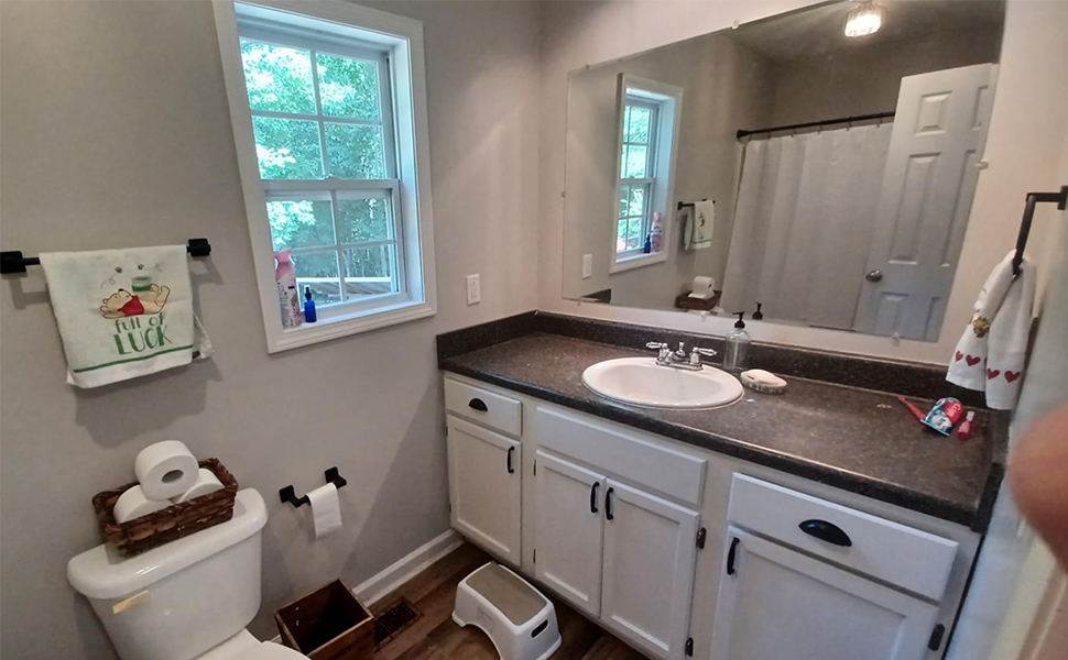 Matte Black Bathroom Hardware Set 4 Pieces,Bathroom Accessories Set Stainless Steel Wall Mounted, Hand Towel Bar, Towel Ring, Robe Towel Hooks,Toilet Paper Holder,Towel Bar Set, 23.6 Inch