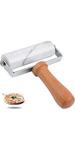 Tianman Small Marble Rolling Pin Pizza Roller, Marble Dough Roller Non-Stick T-Type, For Cake Baking Tortilla Fudge Pizza Cookies and Other Kitchen Baking Cooking (Type 2 White).