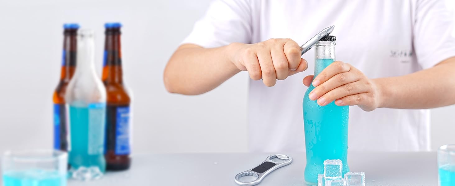 KITCHENDAO Magnetic Beer Bottle Opener for Refrigerator, Twist-off/Pry-off Opener, Pop-can Opener, Heavy Duty Steel Die-Cast Construction with Magnets, Stick to Fridge for Easy Storage, Gift for Men