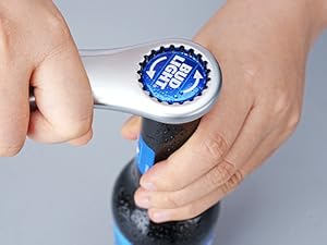 KITCHENDAO Magnetic Beer Bottle Opener for Refrigerator, Twist-off/Pry-off Opener, Pop-can Opener, Heavy Duty Steel Die-Cast Construction with Magnets, Stick to Fridge for Easy Storage, Gift for Men