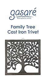 GASARÉ, Cast Iron Trivet for Hot Dishes, Pots, and Pans, Metal Trivet, 2 Turtle Design, Rubber Feet Caps, Ring Hanger, 8.75 Inches, Brown, 1 Unit