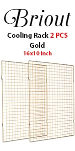 Cooling Rack for Baking 2-Pack, 16x10 Inches Baking Rack, Thick Wire Cookie Rack for Cooking, Roasting, Grilling, Drying, Oven Safe, Fits Half Sheet Pan, Silver