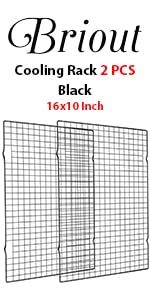 Cooling Rack for Baking 2-Pack, 16x10 Inches Baking Rack, Thick Wire Cookie Rack for Cooking, Roasting, Grilling, Drying, Oven Safe, Fits Half Sheet Pan, Silver