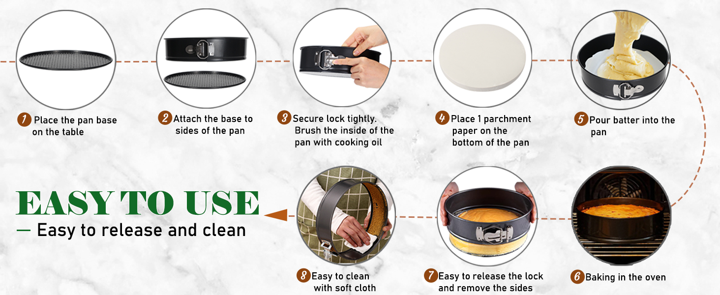 Tellshun 9 Inch Springform Pan Tin with 50pcs Parchment Paper Cheesecakes Baking Mold Round Leakproof Nonstick Removable Bottom Bakeware for Pie Cake Pizza and Quiches