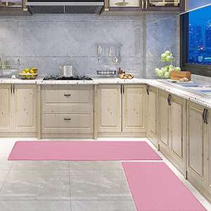 AUTODECO Kitchen Mats and Rugs Set of 2 - Cushioned Anti-Fatigue Kitchen Rug for Floor Washable 17