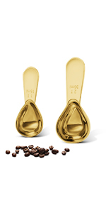 Stainless steel coffee scoop 2-piece set (1 tbsp, 2 tbsp) durable Tablespoon, ergonomic measuring spoon, Suitable for small and large jars，short-handled spoon (colored)