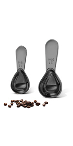 Stainless steel coffee scoop 2-piece set (1 tbsp, 2 tbsp) durable Tablespoon, ergonomic measuring spoon, Suitable for small and large jars，short-handled spoon (colored)