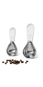 Stainless steel coffee scoop 2-piece set (1 tbsp, 2 tbsp) durable Tablespoon, ergonomic measuring spoon, Suitable for small and large jars，short-handled spoon (colored)
