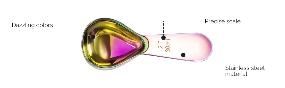 Stainless steel coffee scoop 2-piece set (1 tbsp, 2 tbsp) durable Tablespoon, ergonomic measuring spoon, Suitable for small and large jars，short-handled spoon (colored)