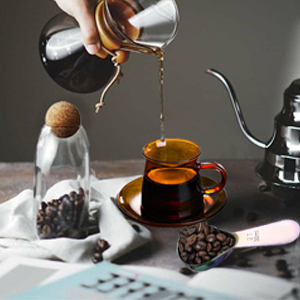 Stainless steel coffee scoop 2-piece set (1 tbsp, 2 tbsp) durable Tablespoon, ergonomic measuring spoon, Suitable for small and large jars，short-handled spoon (colored)