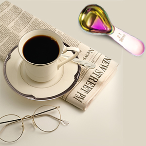 Stainless steel coffee scoop 2-piece set (1 tbsp, 2 tbsp) durable Tablespoon, ergonomic measuring spoon, Suitable for small and large jars，short-handled spoon (colored)