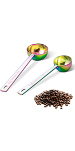 Stainless steel coffee scoop 2-piece set (1 tbsp, 2 tbsp) durable Tablespoon, ergonomic measuring spoon, Suitable for small and large jars，short-handled spoon (colored)