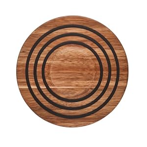 Le Creuset Magnetic Wooden Trivet, Acacia Wood with Black Silicone Rings