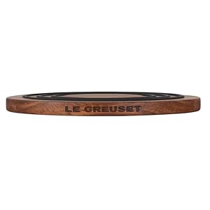 Le Creuset Magnetic Wooden Trivet, Acacia Wood with Black Silicone Rings
