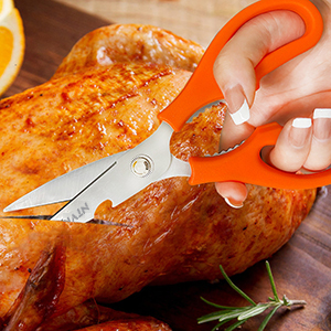 Kitchen Shears, Multi-function Heavy Duty Dishwasher Safe Poultry Shears, Food Grade Stainless Steel Sharp Utility Scissors for Food, White