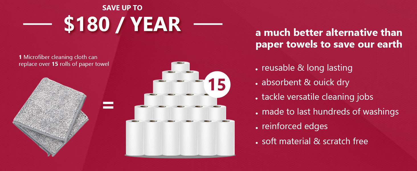 HAOBAOBEI Kitchen Cloth Dish Towels (12 Pack), Premium Dishcloths, Super Absorbent Microfiber Cleaning Cloth, Nonstick Oil Washable Fast Drying Dish Rags for Washing Dishes (Grey)