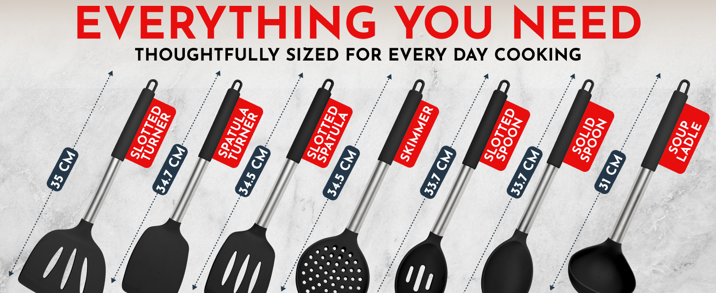 Silicone Kitchen Utensils Set 34 Pieces 450 °F Heat Resistant - Black Cooking Utensils-Set for Nonstick Cookware - Silicone Spatulas Set, Stainless Steel Handle & Other Kitchen accessories