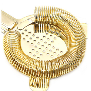Heavy Duty Spring Bar Tool Strainer, Stainless Steel Finish Drink Strainer for Cocktails, Bartenders & Mixologists(Gold)