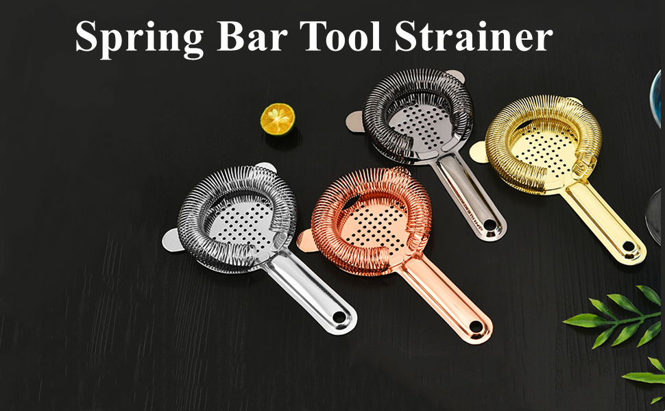 Heavy Duty Spring Bar Tool Strainer, Stainless Steel Finish Drink Strainer for Cocktails, Bartenders & Mixologists(Gold)