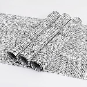 homEdge PVC Placemat, 4 PCS of Non-Slip Heat Resistant Place Mats, Washable Vinyl Placemats, Set of 4 –Black