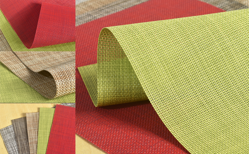 homEdge PVC Placemat, 4 PCS of Non-Slip Heat Resistant Place Mats, Washable Vinyl Placemats, Set of 4 –Black