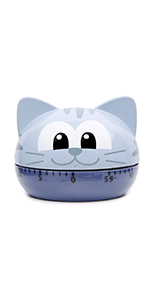 Cute Kitchen Timer Mechanical Timer for Kids (Gray Cat)