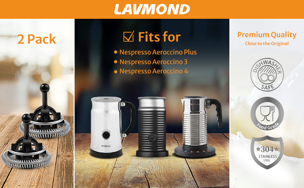 Whisks Compatible with Nespresso Aeroccino 3/4/Plus Milk Frother Replacement, 2 Pack